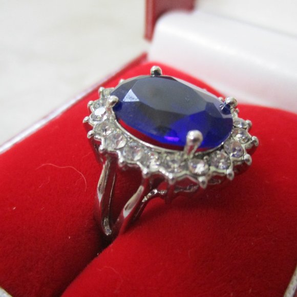 Blue Sapphire Cocktail Ring 6.5 - Picture 4 of 16